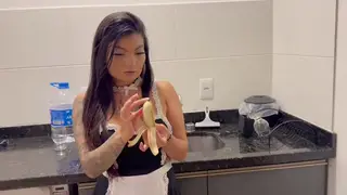 Latina Lesbian Maid Teases In Sheer Lingerie Uniform