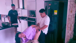 Busty Wife Caught in a Threesome With Her Husband and Neighbour