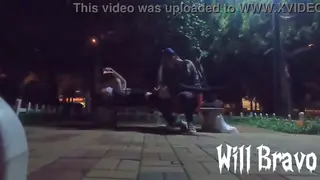 Latino Twink Performs Outdoors in Public Square