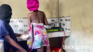Petite Maid Rides BBC in Kitchen While Wife Away