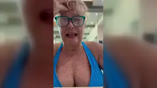Redhead BBW Flaunts Massive Tits Poolside