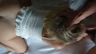 Blonde Voluptuous Beauty Works a Homemade Blowjob