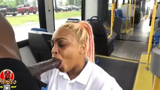 Teen Student Sucks BBC on a Public Bus
