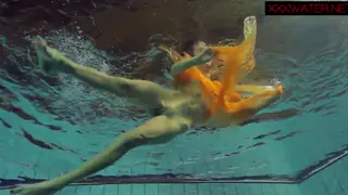 Blonde Teen Masturbates Underwater in Pool POV