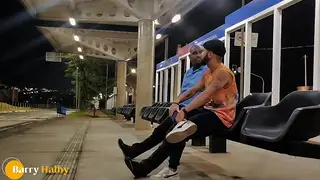 Brunette Latino Services Driver Outdoors Near Vehicle