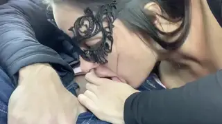 Teen Deepthroats Big Cock During Car Hookup