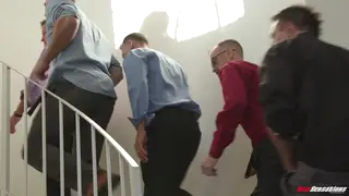 Blonde Wife Takes Multiple Cocks in Stockings at a Club Party