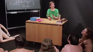 European Woman in Uniform Masturbates at a Desk
