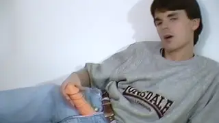 European Teen Enjoys Vintage Dildo Solo in Retro Setting