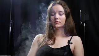 European Teen Brunette Smokes Outside in Studio Light