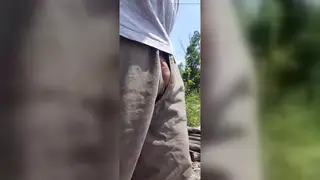 Mature Latino Shows Uncut Cock Outdoors in POV