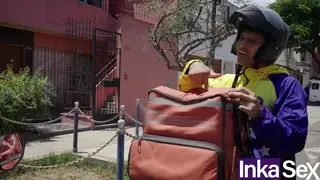 Curvy Latina MILF in Uniform Takes a Delivery Guy Hard