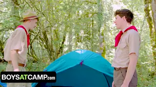 Muscular Scout Master Takes a Twink Bareback in the Woods