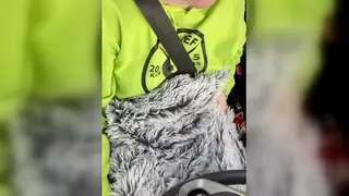 Busty Teen Masturbates in Car and Climaxes in Driveway