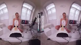 Curvy Blonde MILF Rides Sybian to Orgasm in VR