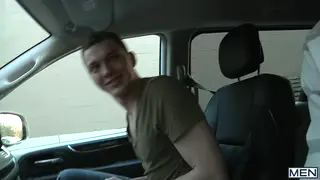 Muscular Hunk Feeds a Twink Cum After Bareback Sex