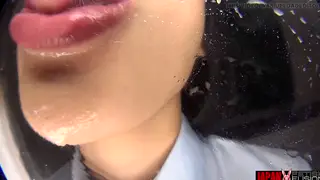 Japanese Brunette Teases with Tongue and Spit in POV