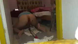 Solo Guy Works His Cock With a Condom On