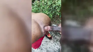 Ebony Twink Rides Massive BBC Outdoors for His First Time