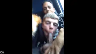 Brazilian Stud Sucks Friend's Cock on a Moving Bus