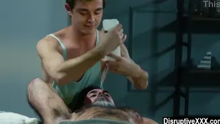 Muscular Stepdad Gives Massage Before Bareback Sex