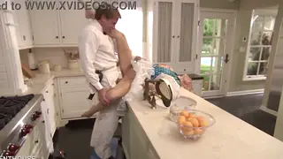 Blonde MILF Takes the Milkman in Doggystyle
