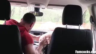 Older Stepfather Fucks Young Stepson in the Family Car