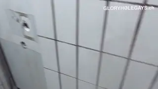 European Twink Sucks Big Dick Through Gloryhole Outdoors