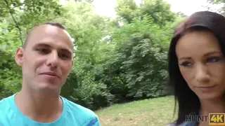European Teen Cheats Outdoors While Husband Watches