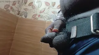 Tamil Twink Pisses at Public Urinal Then Strokes Uncut Cock