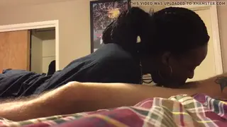 Ebony Beauty Delivers a Sloppy Interracial Blowjob
