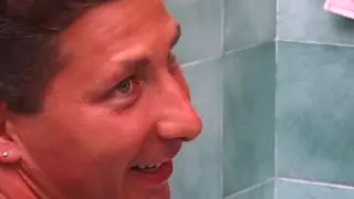 Busty European Brunette Takes Anal in Bathroom