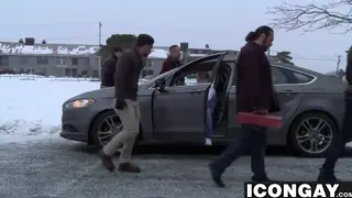 Muscular Hunk Gangbanged by Horny Studs in Intense Orgy