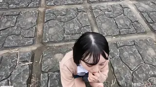 Asian Teen Gives Outdoor Blowjob During Holiday
