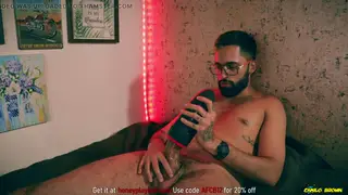 Hairy Latino Daddy Tests Vibrating Masturbator