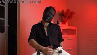 Masked Student Strokes in Lingerie Until He Explodes