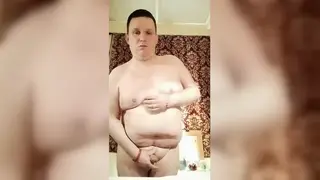 Hairy Chubby Bear Swallows Load After Intense Solo Session