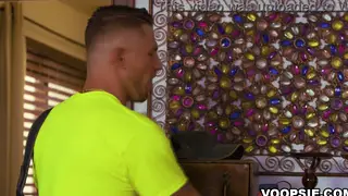 Muscular Brunette Takes Deep Throat Outdoors Before Bareback Anal
