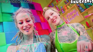 European Lesbians Explore Latex Pegging in Stockings