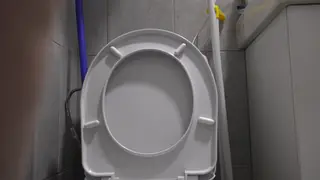 Mature Blonde BBW Pisses in Bathroom Close-Up