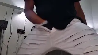 Amateur Strokes Huge Cock to Intense Orgasm