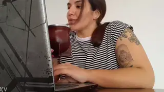Gassy Girl Lets Loose Loud Farts While Working