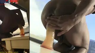 Slim Black Teen Rides Giant Dildo in POV Humiliation Scene