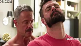 Hairy Bear and Mature Stud Share a Raw Bareback Session