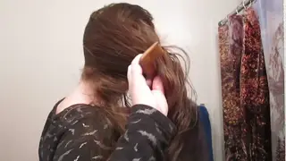 Curvy Blonde Combs Her Long Curls in an ASMR Hair Fetish Clip