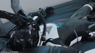 Bound Hunk Takes Rough Blowjob and Toy Play in Latex