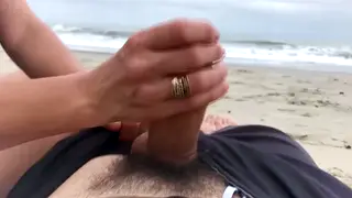 Curvy MILF Takes Anal Creampie on Public Beach in POV