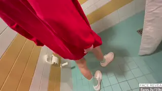 Asian Latina Rims Her Partner Then Pisses in a Public Toilet