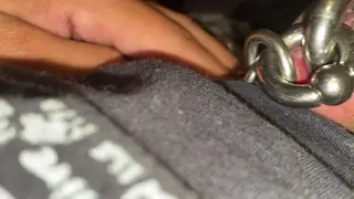 Tattooed Latino Edges Pierced Cock in Chains