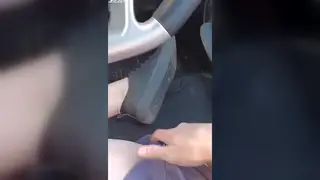 Amateur Wife Fingers Herself to Orgasm Inside Parked Car